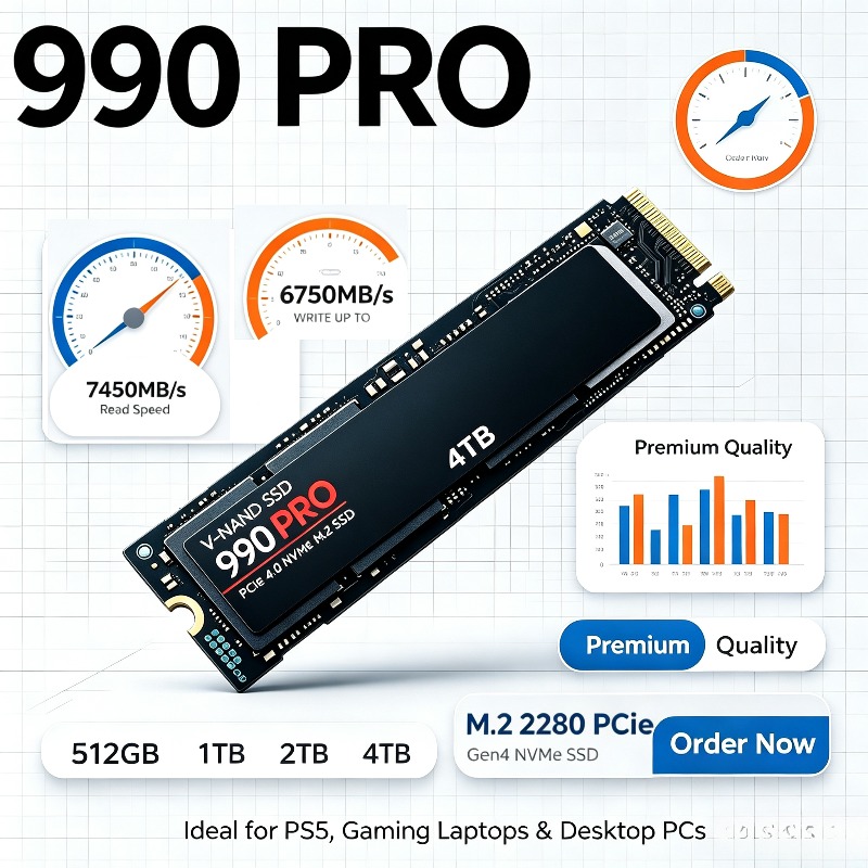990 PRO Genuine SSD – 512GB/1T - Pcie 4.0 4Tb 2280 Ssd 7450Mbps ulasan dan harga